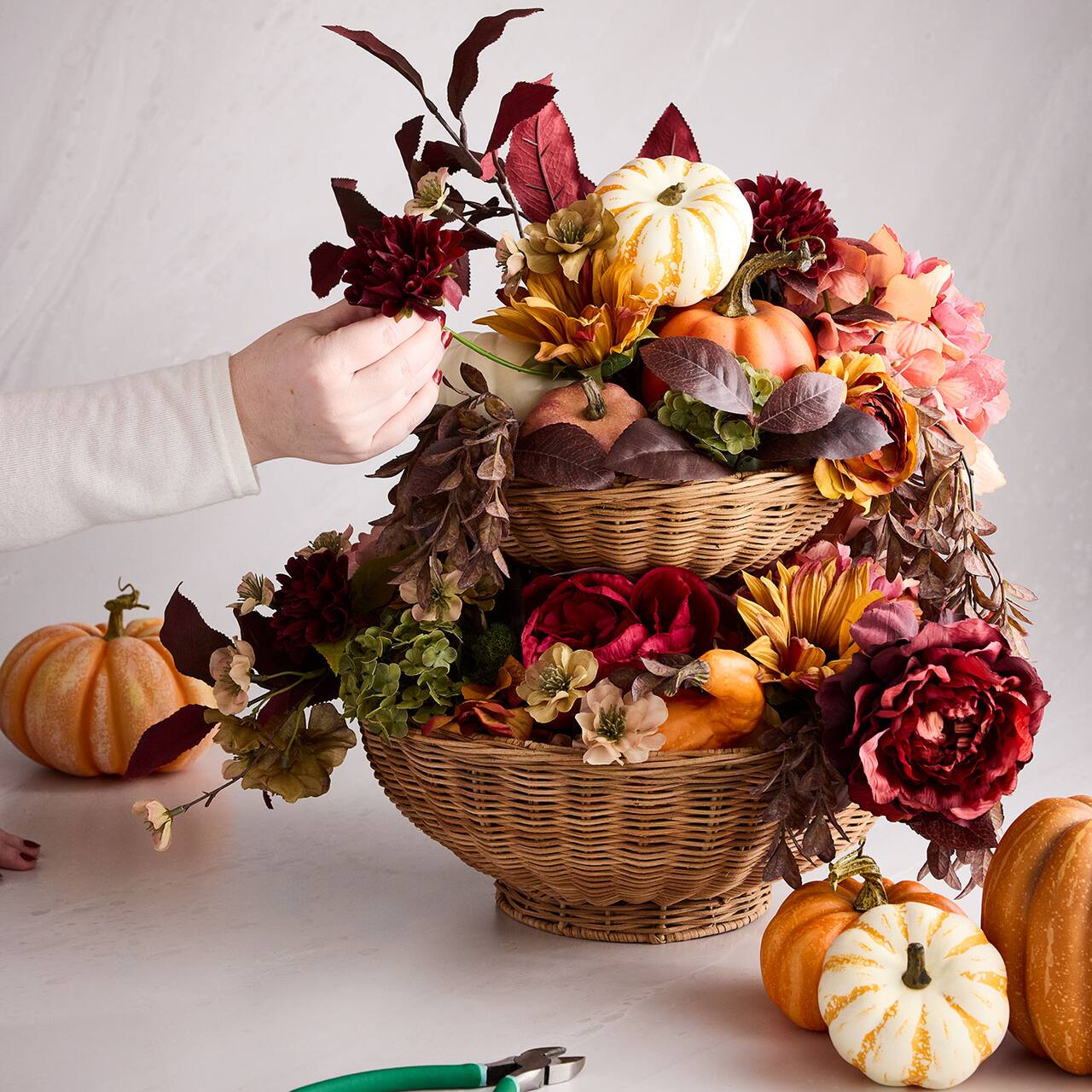 Tiered Pumpkin Floral Arrangement